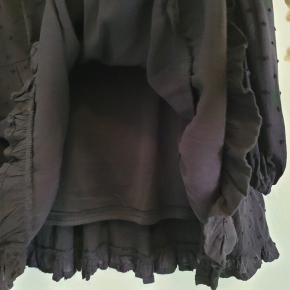 Blue Rain Womens Size XS Swiss Dot Babydoll Tiered Dress Black Dark Academia Top - Picture 7 of 11